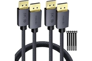 xyaudio DP 1.4 Display Port Cable 3 ft/2 Pack, Support 8K@60Hz, 4K@240Hz, 32.4Gbps for HDTVs, Displays, Monitors, Graphics, P