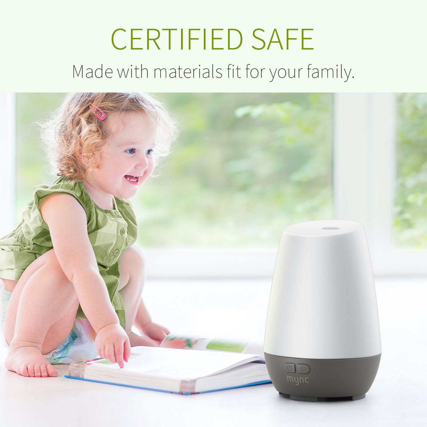 Mynt Essential Oil Diffuser (100ml) With 7 LEDs, Customizable Light and Humidifying Mist 10+ Hours, BPA-Free & FDA Approved