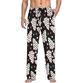 FFYHO Mens Pajama Bottoms with Pockets Christmas Trees Cakes Super Soft Wide Leg Sleep Lounge Pants for Men S