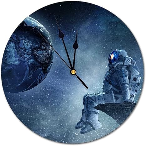 Amazon 壁掛け時計 掛け時計 星空 銀河 宇宙 宇宙飛行士 アナログ ウォールクロック 直径25cm 連続秒針 おしゃれ 静か プレゼント インテリア Wall Clock 部屋飾り ウォールアート Pvc製 オシャレ リビングルーム ベッドルーム 北欧 電池式 置き時計 掛け時計