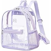 abshoo Clear Mini backpack Stadium Approved 12x12x6 Clear Bag Transparent Small Backpacks (Purple)