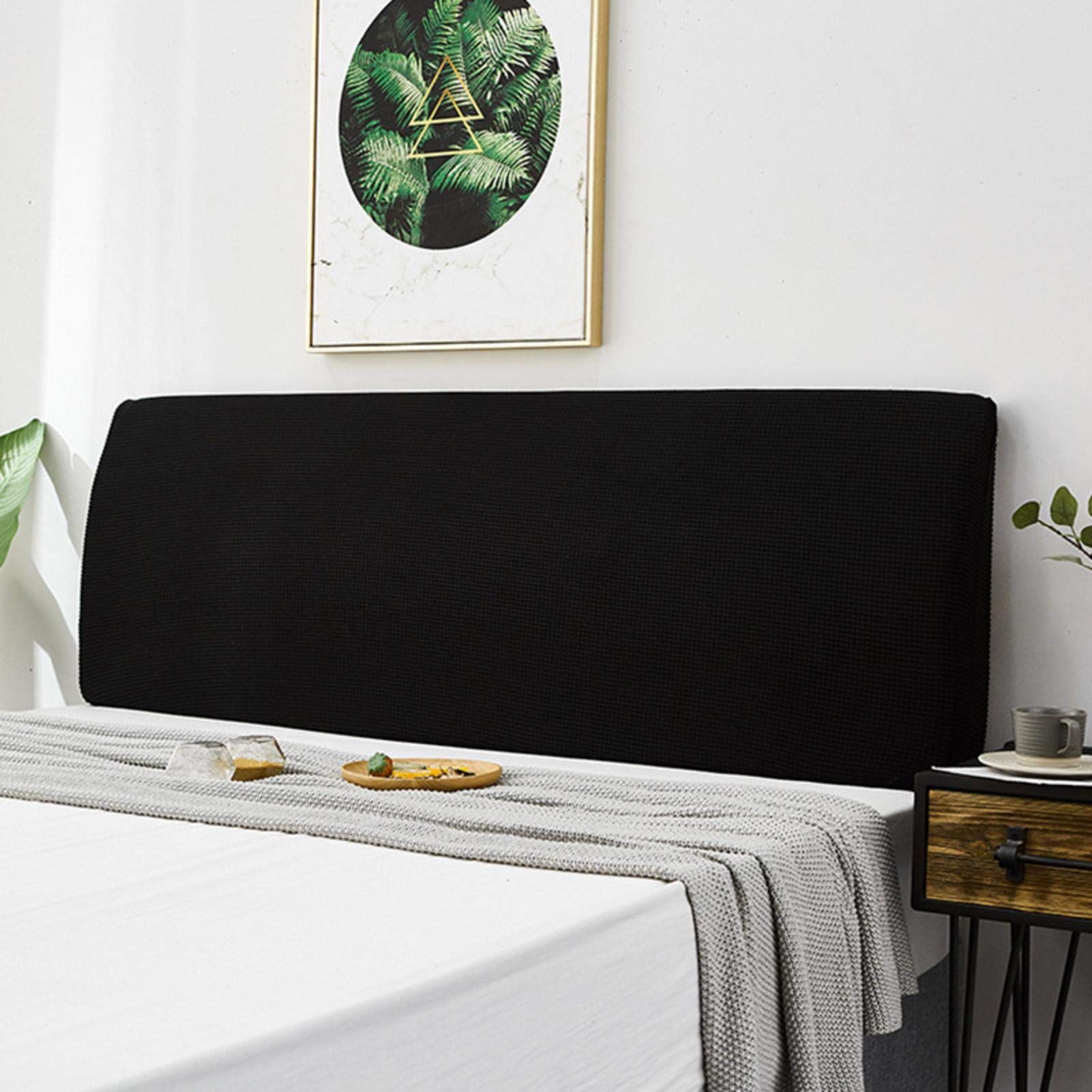 aniceday Universal Dustproof All-inclusive Bed Headboard Cover Modern Elastic Headboard Cover Stretch Dustproof Bed Head Cover Slipcover Protector For Bedroom Decor,Black,150cm
