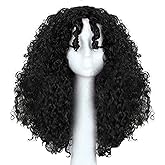 ANOGOL Hair Cap+ Black Curly Wigs for Black Women Wavy Mother Witch Wig Synthetic Movie Cosplay Costume for Halloween Party