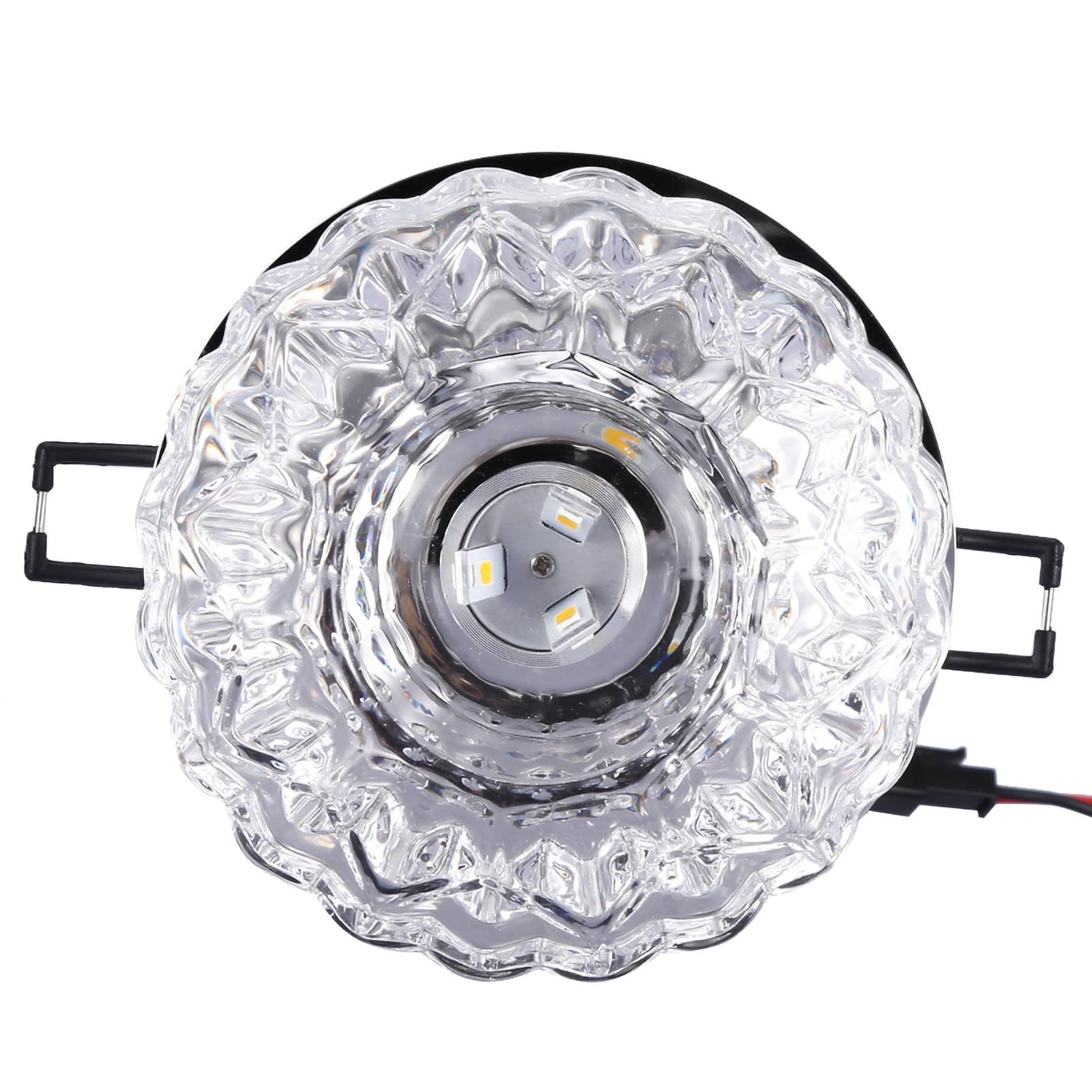 Fabater Transparent Crystal Glass LED Ceiling Downlight, 3W Recessed Downlight, Heat-Resistant LED Lamp for Home (Concealed White Light)