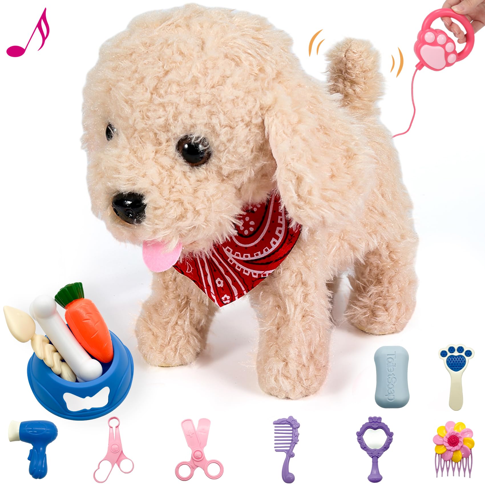 Photo 1 of GOBRILLFUN Toy Dog That Walk and Bark, Pet Care Playset - Remote Control Leash Interactive Electronic Plush Puppy, Tail-Wagging Stuffed Dog, Birthday Gift for Kids Girls Boys Aged 3-6 Year