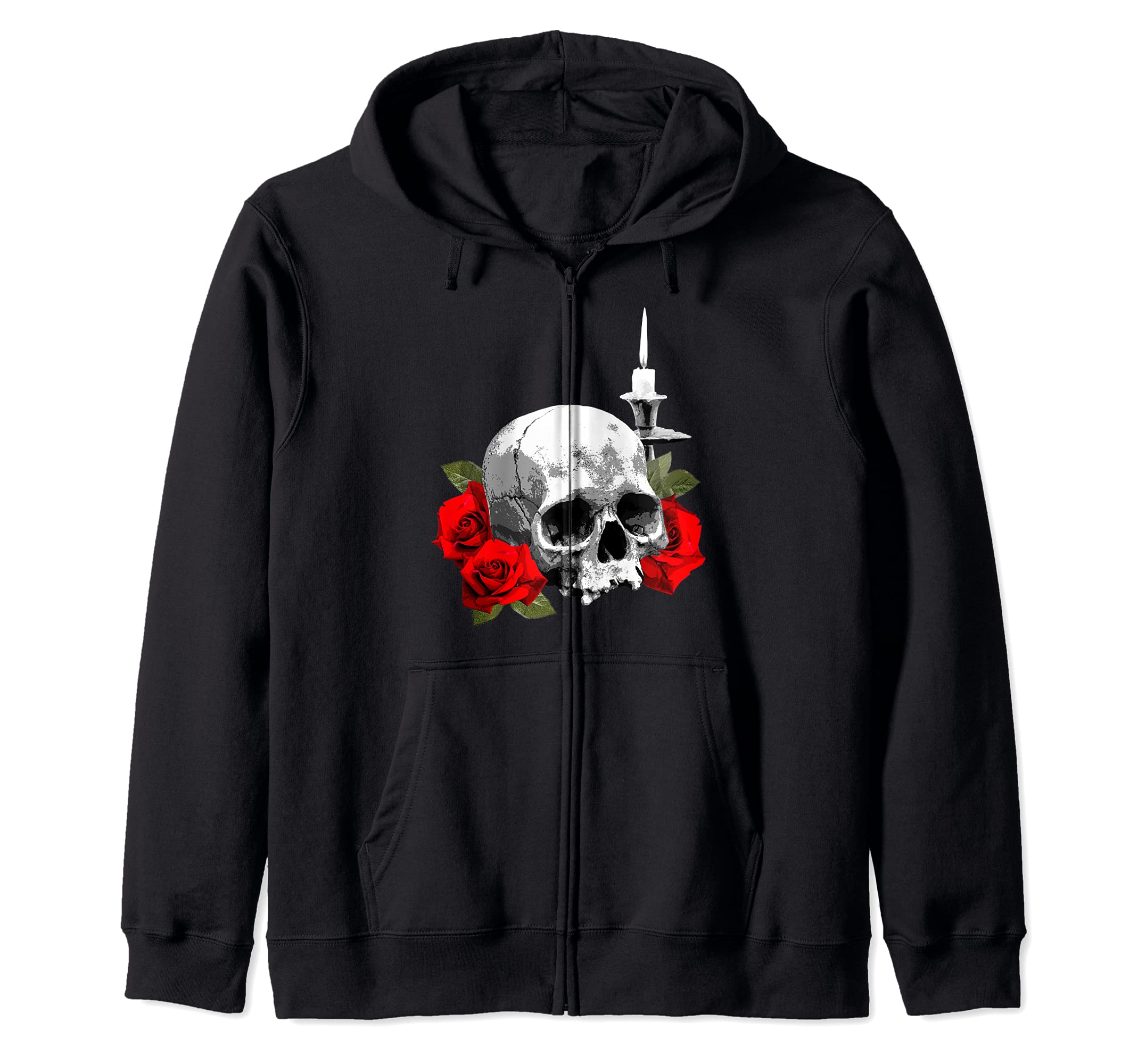 Skull, Roses and Candle Zip Hoodie