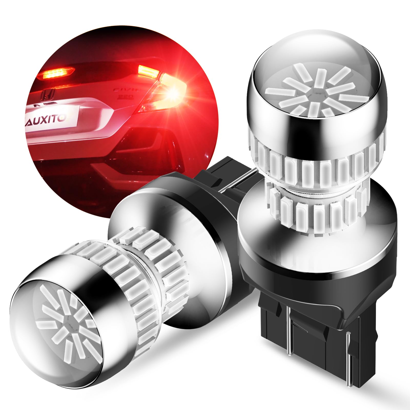 Photo 1 of AUXITO 7440 7443 LED Strobe Brake Lights Bulbs, Red Flashing Stop Light, Super Bright T20 W21W 7441 7444 7443R Flashing Strobe Blinking LED Tail Light Bulbs, Pack of 2