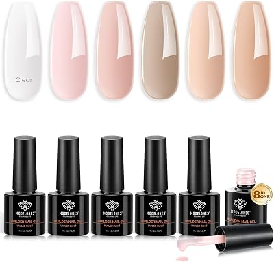 Modelones Builder Nail Gel 6 Colors 8-in-1 Pink Brown Set 7ml each