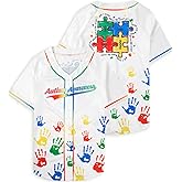 LOTUCY Autism Awareness Jersey Women Puzzle Ribbon Handprint Graphic Baseball Shirts Special Education Teacher Gift