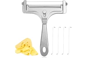 lasuroa Cheese Cutter, Stainless Steel Cheese Slicer with 4pcs Extra Wires Adjustable Handheld Butter Block Cutter for Chedda