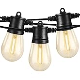 SUNTHIN Outdoor String Lights, 48FT Patio Lights with 16 LED Shatterproof Bulbs for Outside, Backyard, Deck, Porch, Garden, B