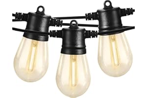 SUNTHIN Outdoor String Lights, 48FT Patio Lights with 16 LED Shatterproof Bulbs for Outside, Backyard, Deck, Porch, Garden, Bistro, Cafe, Party