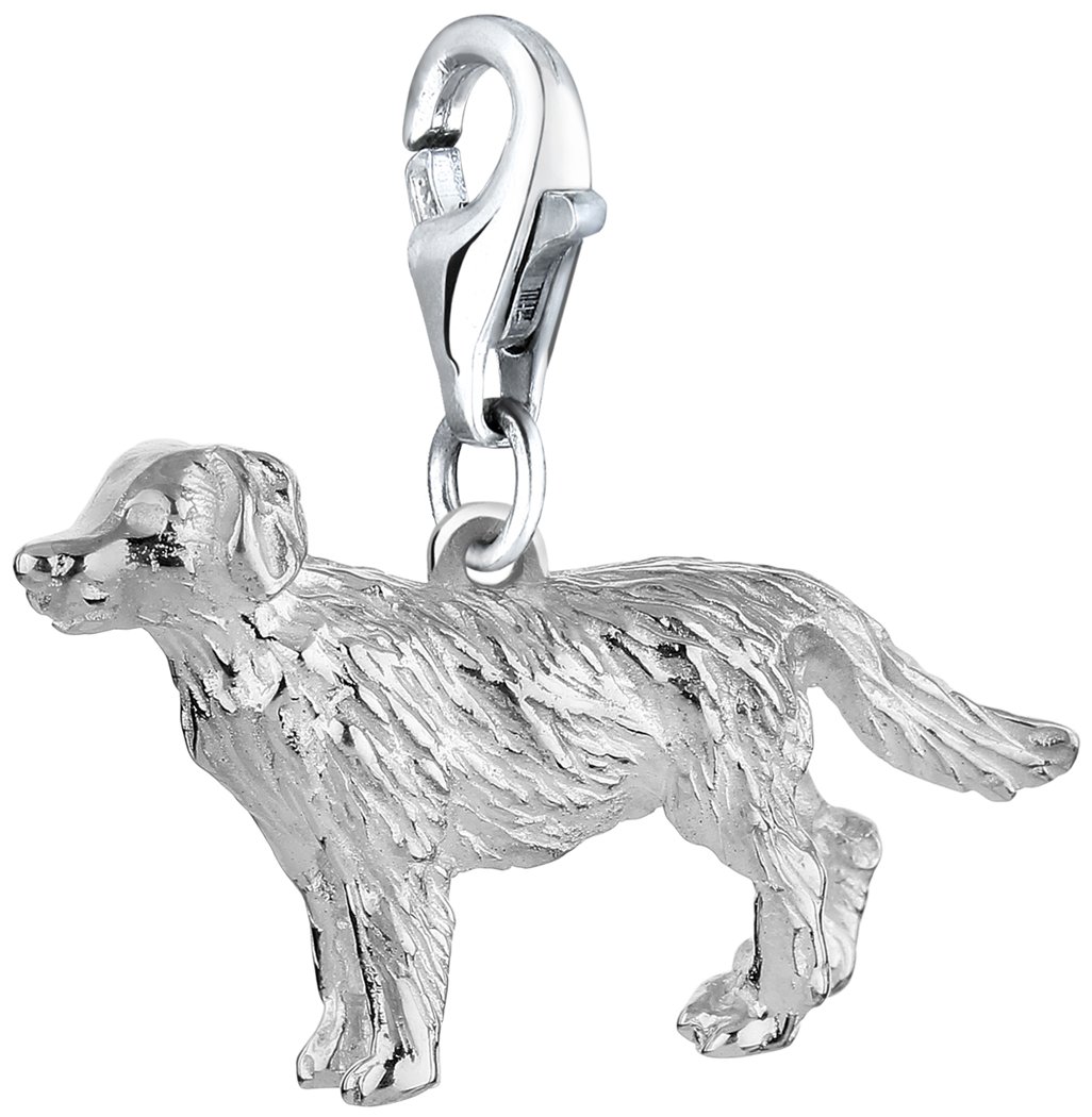 Nenalina Charm Dog Golden Retriever Pendant, for All Brands of Charm Bracelets and Necklaces, Made of 925 Sterling Silver, 713170-000