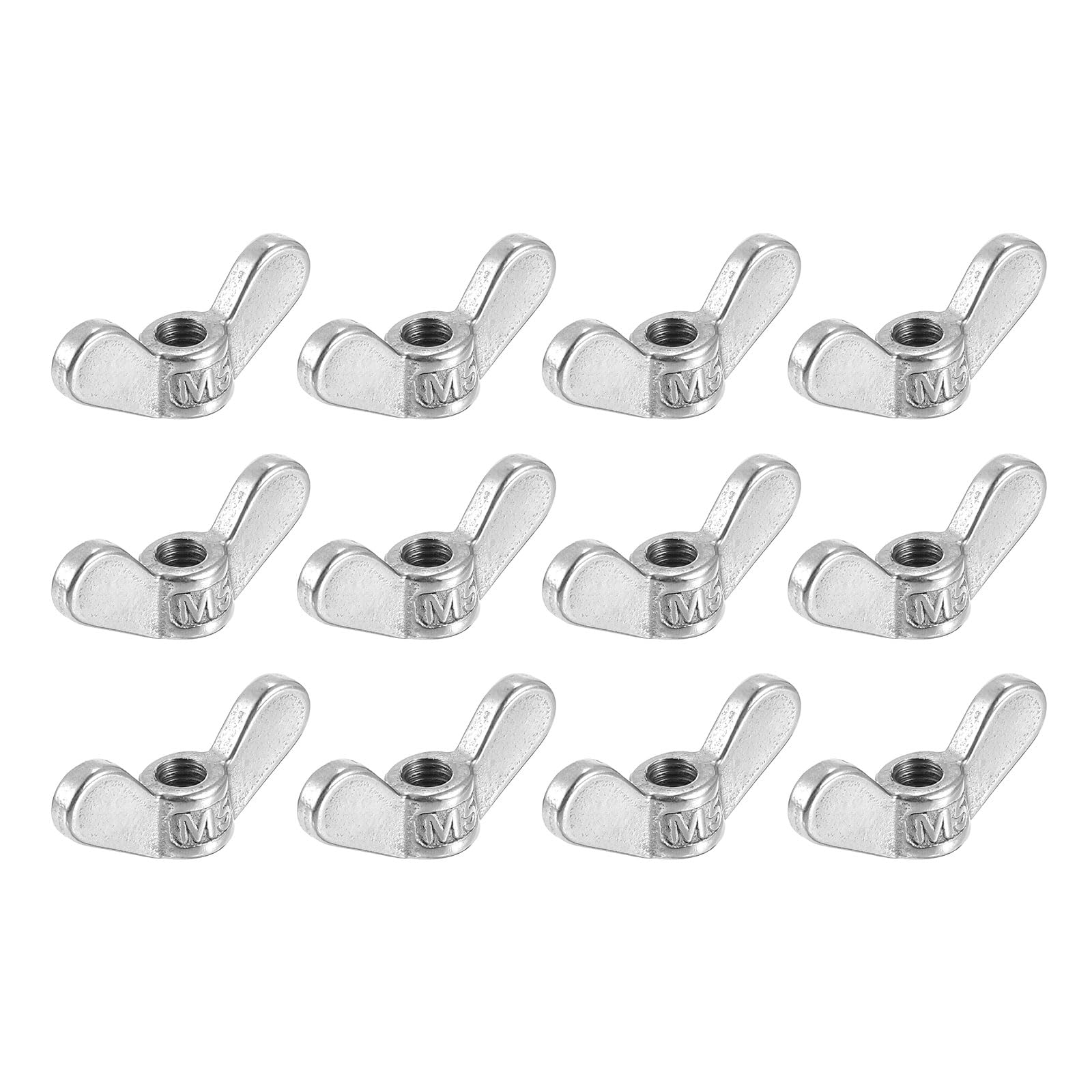 Photo 1 of uxcell M5x0.8mm Wing Nut 12 Pcs, 304 Stainless Steel Butterfly Wing Nuts Fasteners Parts Hand Twist Tighten Wing Nuts for Machinery Electronic Equipment DIY, Silver