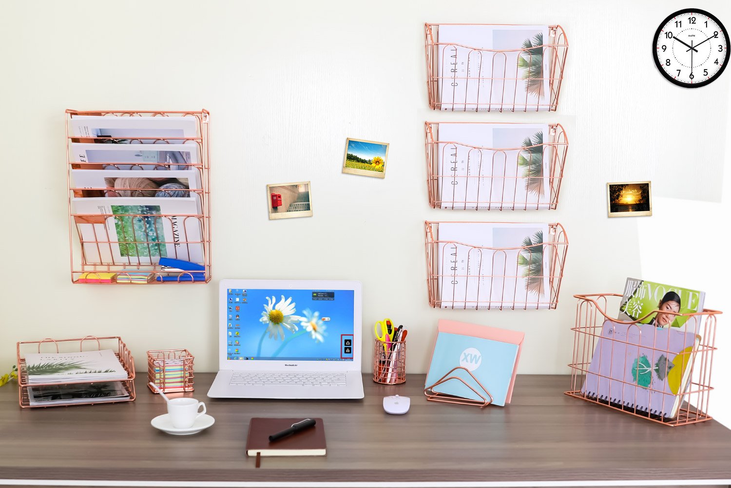 New Superbpag Hanging File Organizer Rose Gold 6 Tier Wall Mount