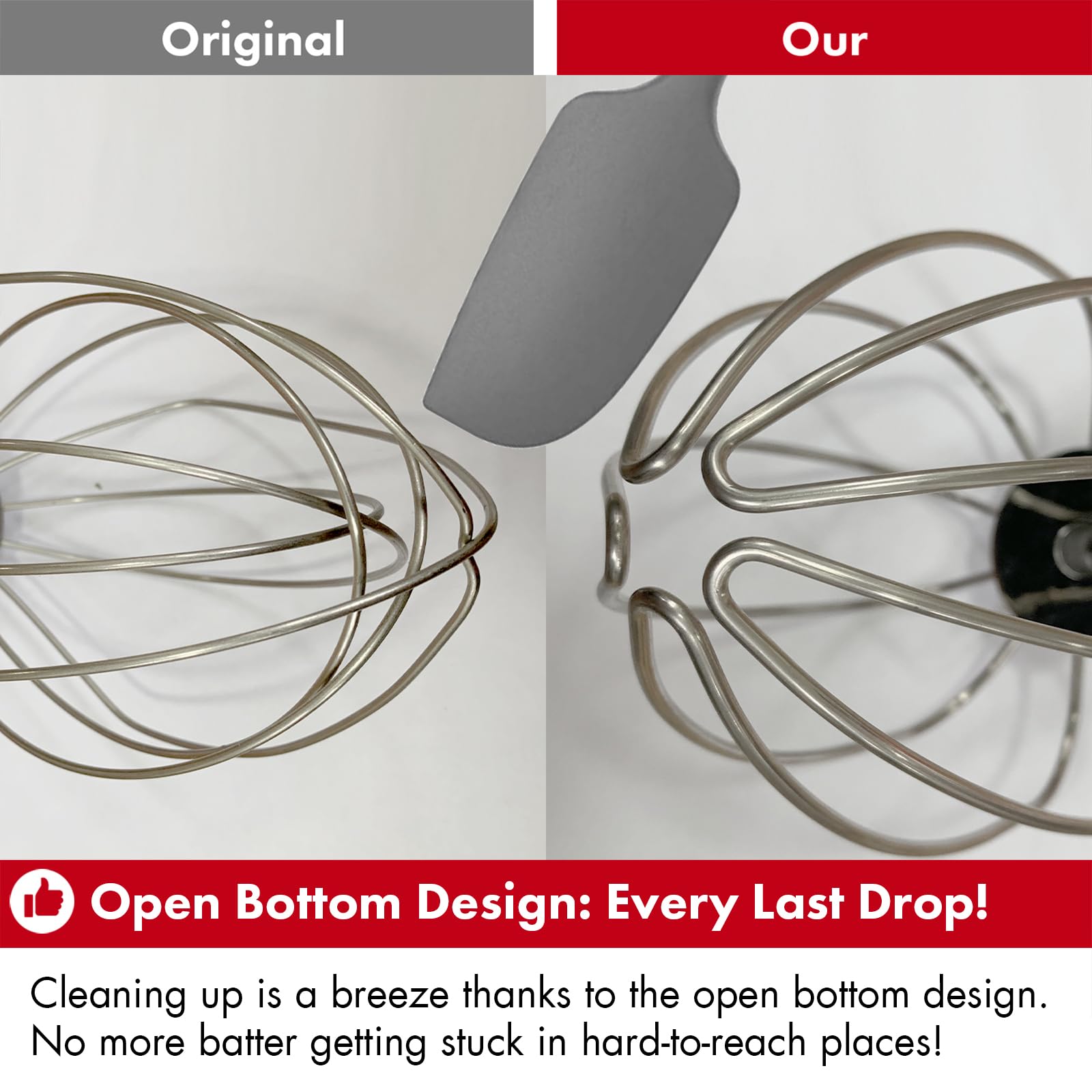 Heavy Duty Whisk Attachment for KitchenAid 7-8QT Bowl-Lift Stand Mixers- Extra Thick Stainless Steel Wire Whip for Fast Whipping, Perfect for Large Batches, Dishwasher Safe