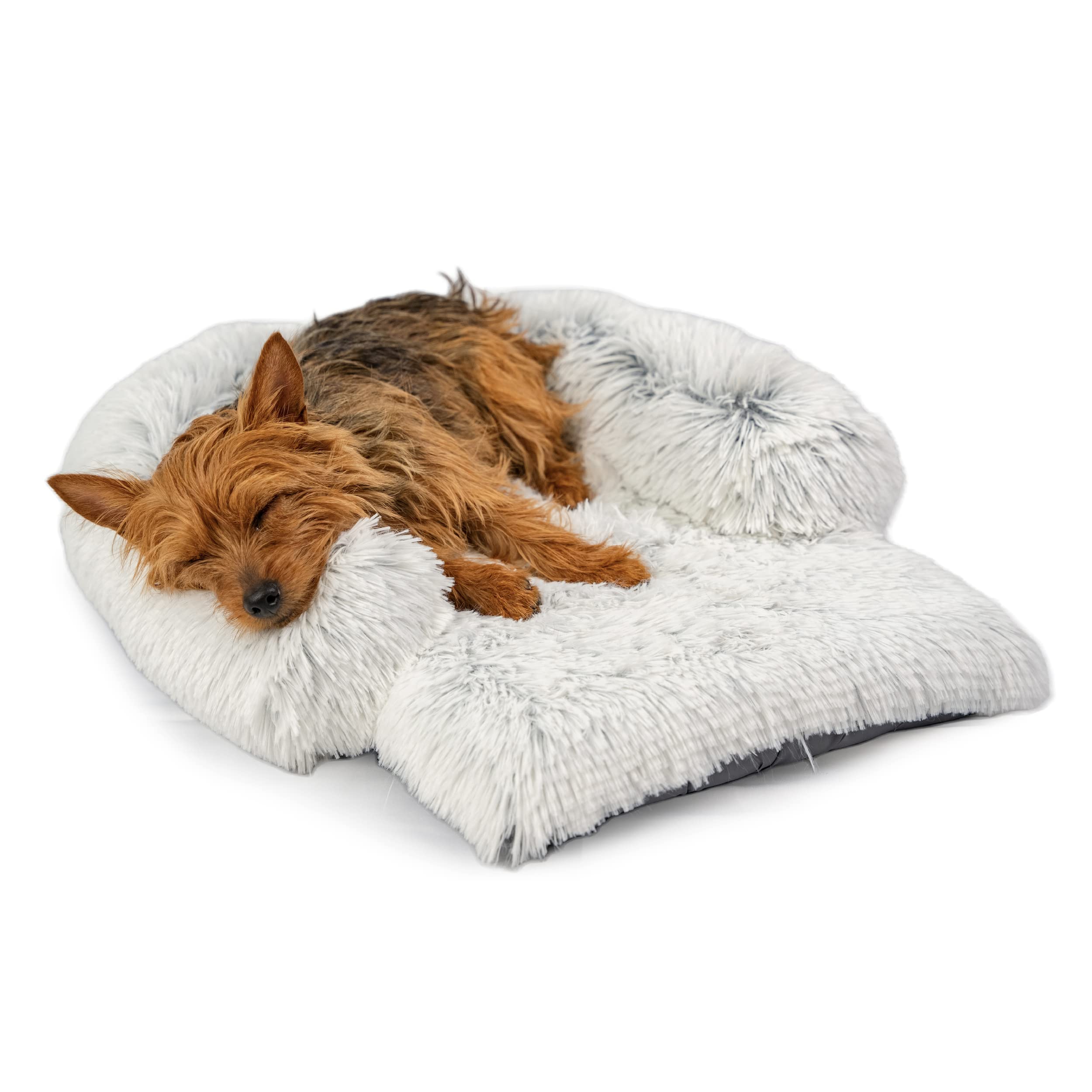 Best Friends by Sheri Nap Mat Dog Bed with Bolster - Washable Dog Bed Crate Pad with Removable Cover, Frost, Small, 22" x 15"
