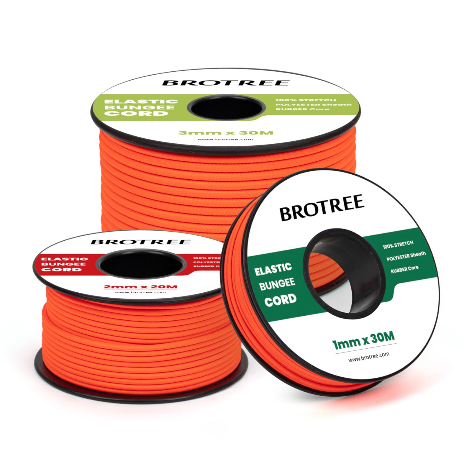 Brotree Elastic Cord Bungee Cord 2mm x 20m Elastic String Rope for DIY, Crafts, Sewing, Beading, Jewellery, Necklace, Bracelet, Tent Poles and Backpack - Fluorescent Orange
