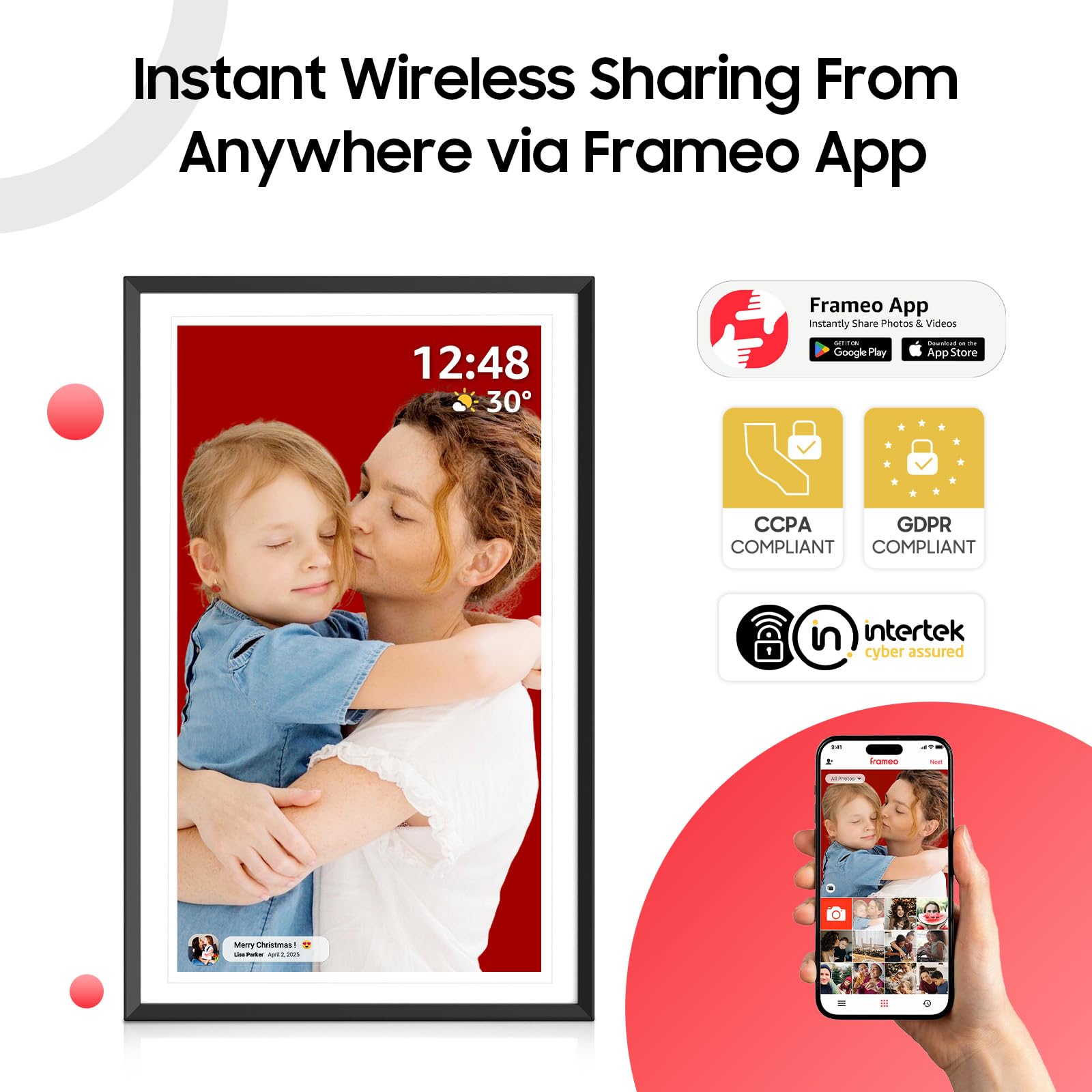 ApoloSign Digital Picture Frame 15.6 inch, WiFi Digital Photo Frame with 32GB Storage, 1920x1080 FHD IPS Touch Screen, Auto-Rotate, Easy Setup to Share Photos or Videos Instantly via Frameo App