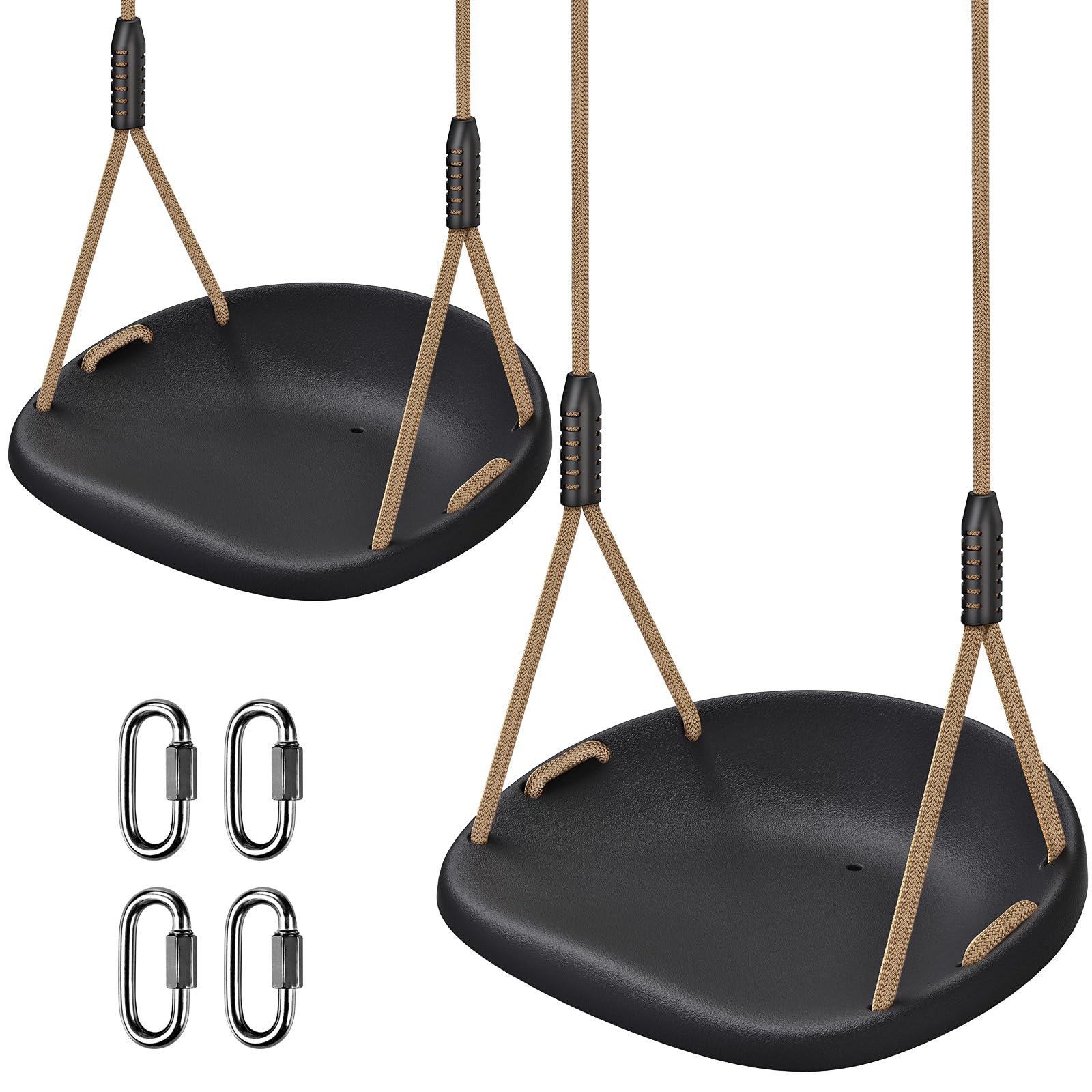 Photo 1 of 2 Pack 500LB Capacity Heavy Duty Swing Seat with Wider Swing Board & Height Adjustable Rope from 50 to 80 inch Swings Set Swings for Playground Backyard Patio Garden Black