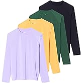Real Essentials 4 Pack: Women's Long Sleeve Rash Guard Moisture Wicking Shirts - Sun Protection Quick Dry SPF 50+ Tops (Plus)
