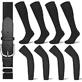 WYVAS Youth Baseball Socks Belt Sleeves Set - 2 Pairs Socks, 2 Pairs Arm Sleeves & Elastic Belt for Boys Softball Xmas Favor