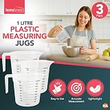 SOL 1 Litre Plastic Measuring Jugs 3 Pack Clear Markings Lightweight view 3