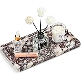 Natural Marble Vanity Tray - Moujings Genuine Marble Perfume Tray for Bathroom Decor, Stone Bathroom Vanity Organizer Tray for Kitchen Counter, Candles, Jewelry, Coffee, Makeup, Key