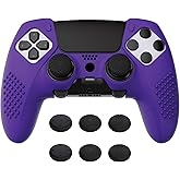 PlayVital 3D Studded Edition Anti-Slip Silicone Cover Case for ps5 Edge Controller, Soft Rubber Protector Skin for ps5 Edge Wireless Controller with 6 Thumb Grip Caps - Purple