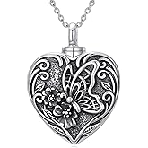 TOUPOP Heart Urn Necklace for Ashes 925 Sterling Silver Cremation Jewelry Keepsake Necklaces Memorial Sympathy Gifts for Women Mom Wife