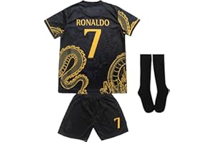 LeenBD Ronaldo No #7 Madrid Special Dragoon Edition Kids Soccer Jersey Shirts Football Futbol Socks Set Youth Sizes