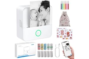 eSynic Portable Mini Sticker Printer-1200mAh Rechargeable Battery-Bluetooth Mini Printer-Lnkless Printing-Smart App Control-5
