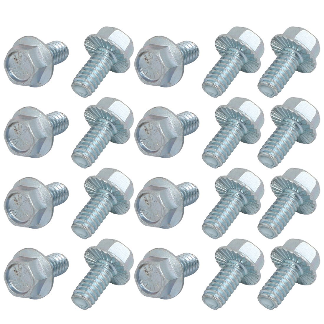 Sourcingmap 20Pcs 1/4-20 x 1/2 Inch Thread Carbon Steel Hex Serrated Head Flange Screw Bolt