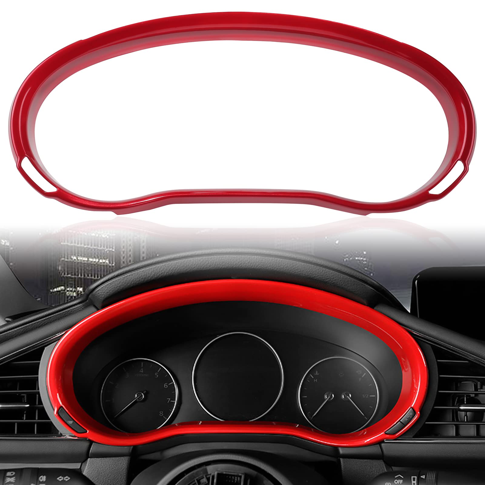 Compatible with Mazda 3 Accessories Compatible with Mazda CX30 Accessories 2025 2024 2023 2022 2021 2020 Sporty Car Dashboard Cover Trim Screen Display Frame -Red