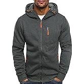 Riskrole Men's Zip Up Fleece Hoodie Lightweight Sweatshirt Long Sleeve Sports Hooded Jacket with Zipper Pockets