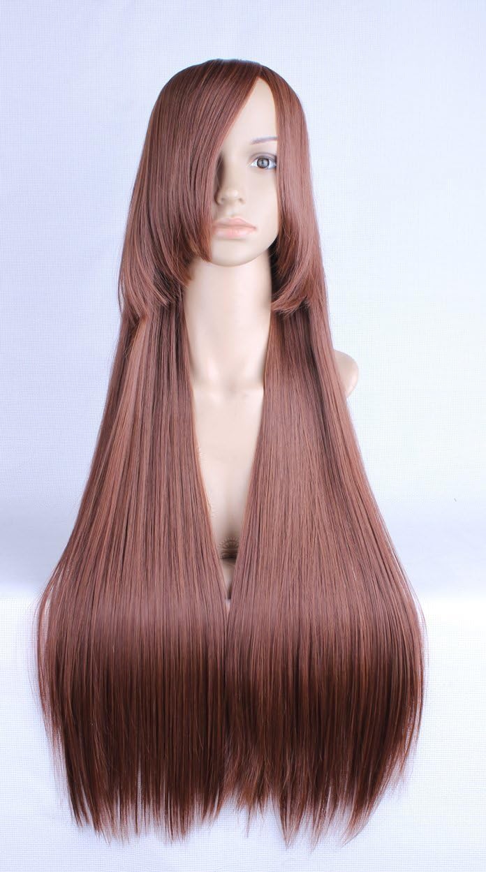 Simpleyourstyle Women Anime Cosplay Wigs 100cm 39.4inch Long Straight Synthetic Full Rose Network Lace Wigs for Women Black Brown Purple Pink Blue Red White Green Blonde Wigs U Pick (Flaxen)