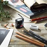 Derwent Twin Hole Pencil Sharpener with Container 11.5mm & 8.25mm Black view 9