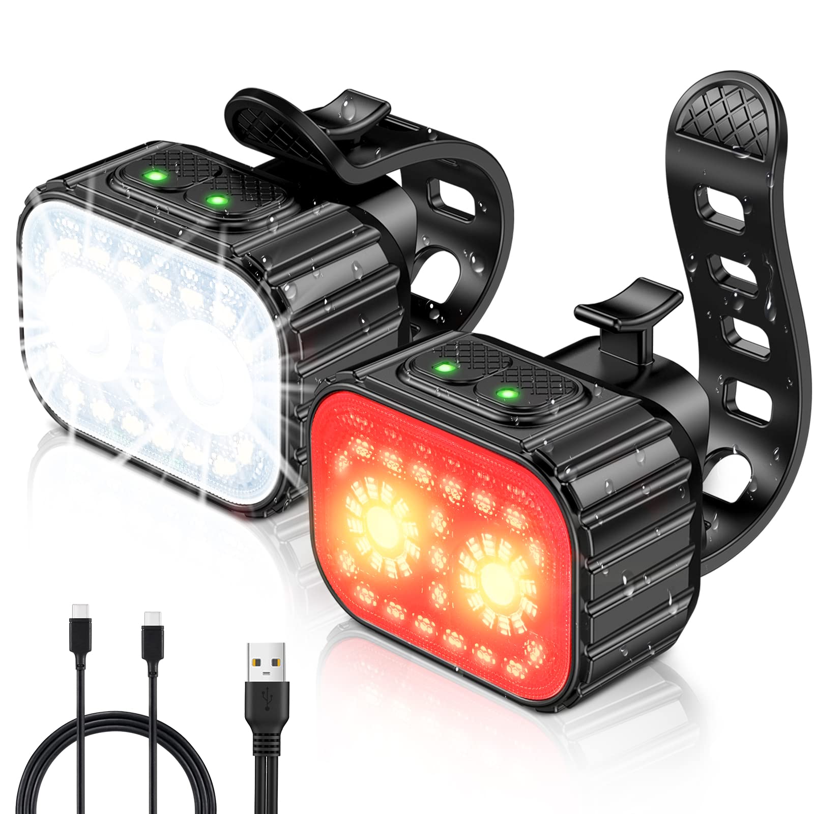 Photo 1 of Cuvccn Bike Lights, Rechargeable Bicycle Lights Set Super Bright 8+12 Modes, IPX6 Waterproof Bike Lights for Night Riding/Cycling Safety, Front and Back Taillight Reflectors, 58 Hrs Long Battery Life