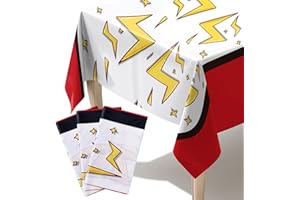 3PCS Cartoon Animation Birthday Party Supplies 54 x 108 Inch Red White Tablecloth Plastic Table Covers Cartoon Theme Disposab