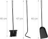 Relaxdays Black Steel Fire Irons 4-Piece Set Shovel Broom Poker Rack Modern view 5