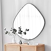 Irregular Wall Mirror Matel Matte Black Framed Wall Mirror for Living Room Bedroom Bathroom Entryway Wall Decor 19.8" L x 19.