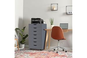 Naomi Home Debbie 7-Drawer Chest - Versatile Storage Cabinet with Drawers, Craft Storage Solution, and Office File Cabinet on Wheels for Home and Office - Gray