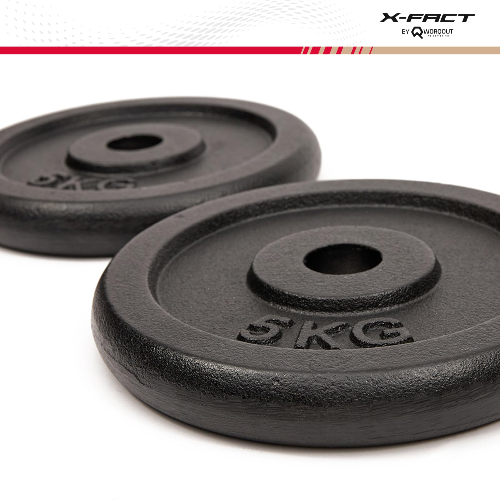 Worqout Hantelscheiben Set Gewichtsscheiben – 2x 5kg gewicht, Ø 30 mm, aus Gusseisen für Krafttraining 7