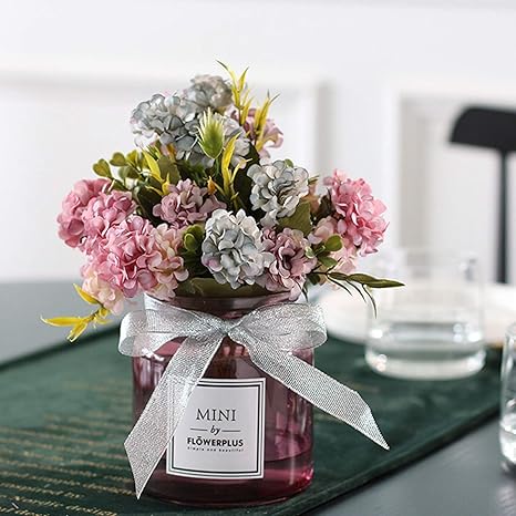 Amazon 造花 薔薇 紫陽花 花束 鉢付き フェイクフラワー 小さめ リアル お世話のいらない 防水 枯れない 卓上 ガーデン 在宅 おしゃれ インテリア飾り ギフト お正月 クリスマス 彼女 恋人 ピンク cm 造花 オンライン通販