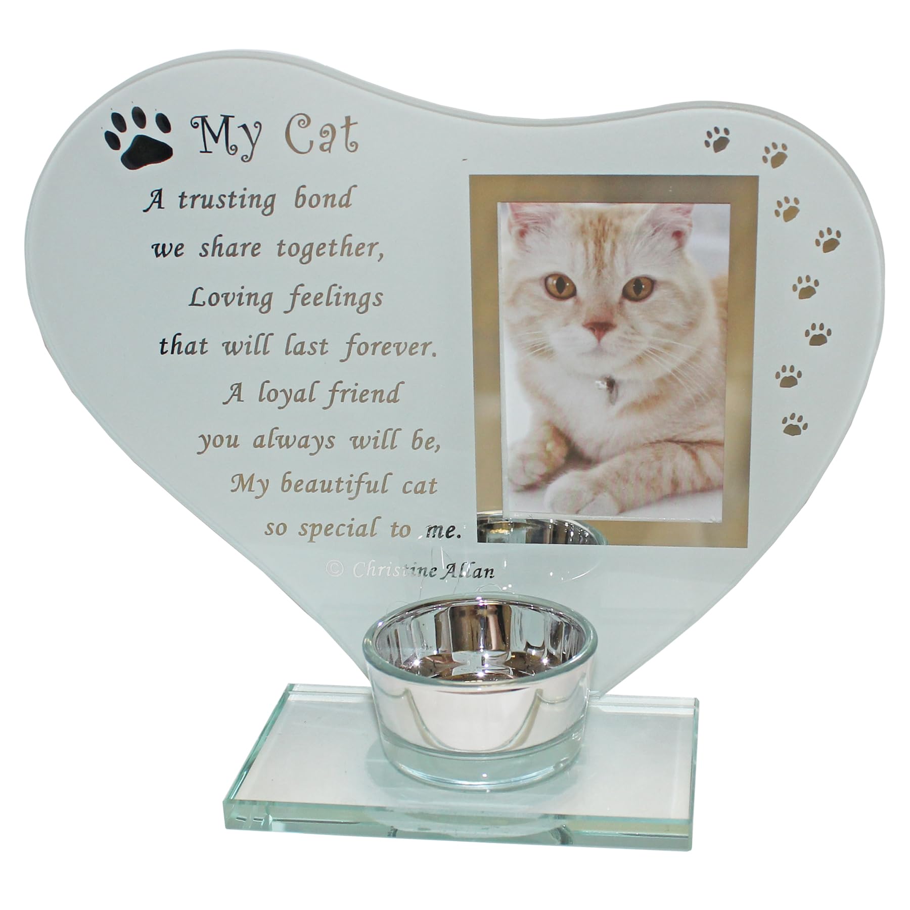 Pet Glass Memorial Candle Holder and Photo Frame - My Cat 7729