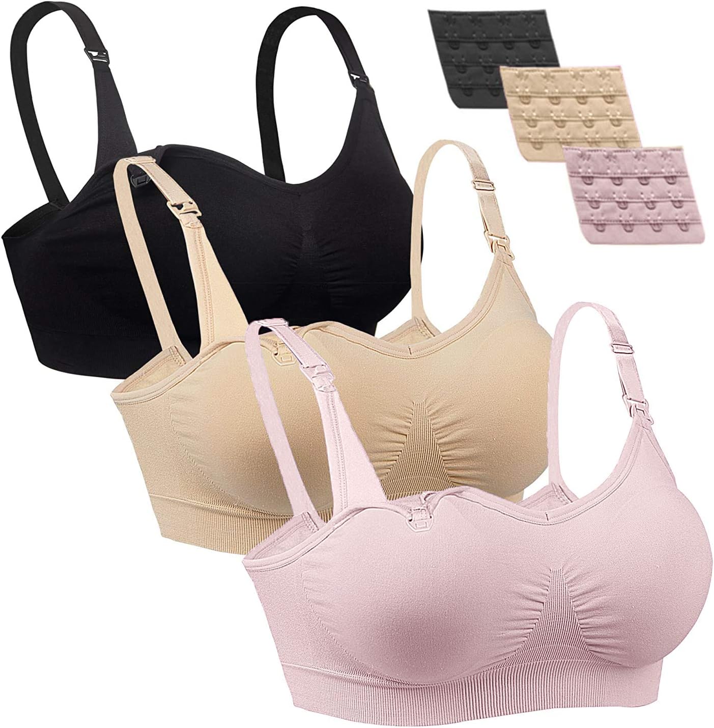 AMOURRI Women's Seamless Maternity Nursing Bra Sleep Bralette with Free Bra Extenders (Ship from UK)