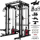 RitFit M2 3D Smith Machine with Steel Weight Stack, 60x60mm Power Cage | All-in-One 286lbs Weight Stack, Cable Crossover, 2000lbs Capacity Power Cage