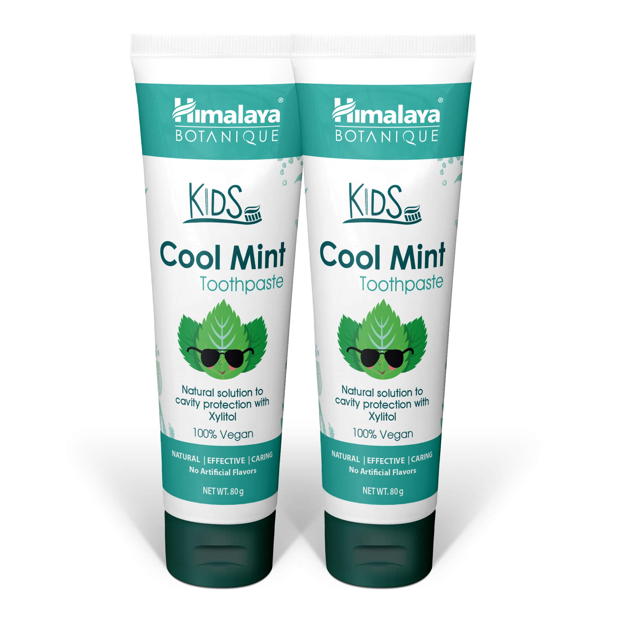 Hiamalaya Botanique Kids Toothpaste | Cool Mint Flavor | Reduces Plague Makes Teeth Stronger| Flouride Free, Vegan & Gluten Free- 80 g (Pack of 2)