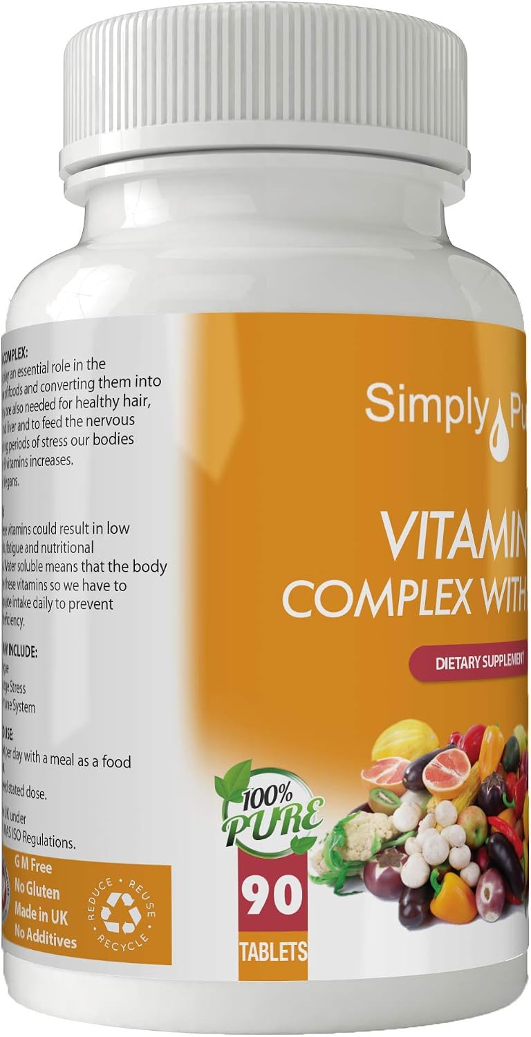 Simply Pure Vitamin B Complex with Biotin for Tiredness Hair Strength & Growth and Immunity Boost, 90 count (Pack of 1) - Image 5