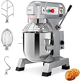 ROVSUN 30QT Commercial Food Mixer, 1100W Commercial mixer with 3 Adjustable Speed, Heavy Duty Electric Stand Food Mixer with Stainless Steel Bowl for Bakery Pizzeria